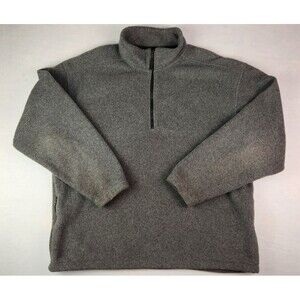Eddie Bauer Sweater Mens XL Gray Quarter Zip Fleece Pocket Casual Outdoors
